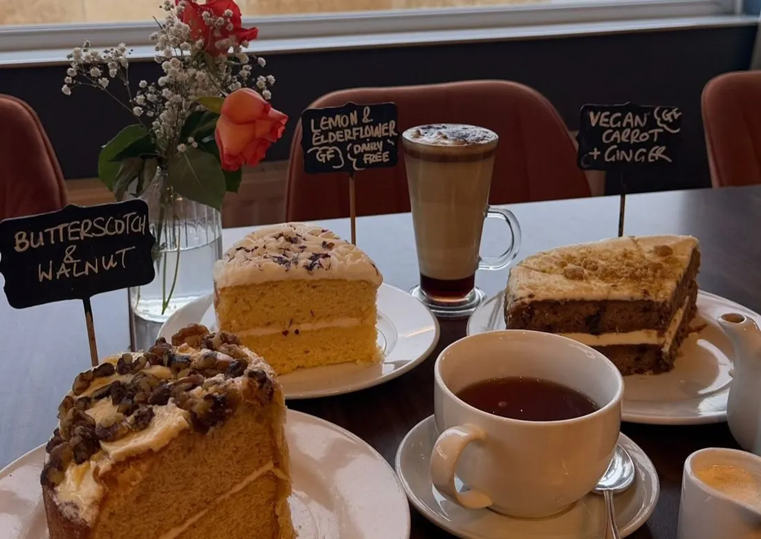 Homemade cakes, coffee and the waterfront view at Tanskeys